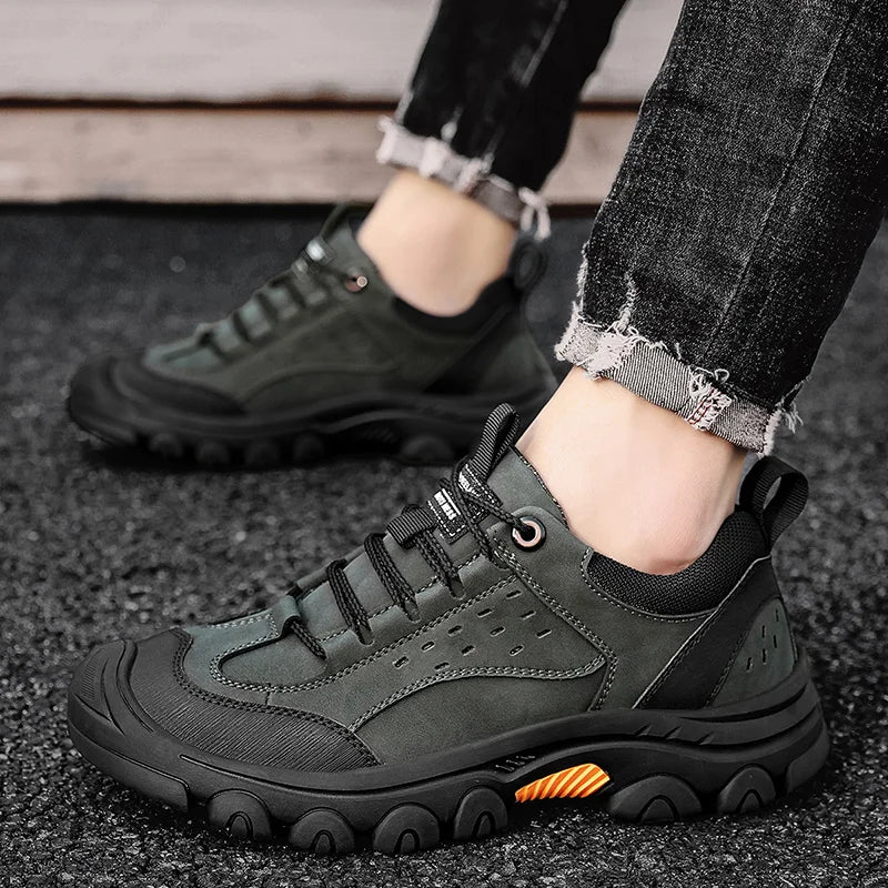 Genuine Leather Men's Casual Shoes Outdoor Sneakers Non-Slip Sports Hiking Footwear Leisure Walk Male Treking Footwear Trainers