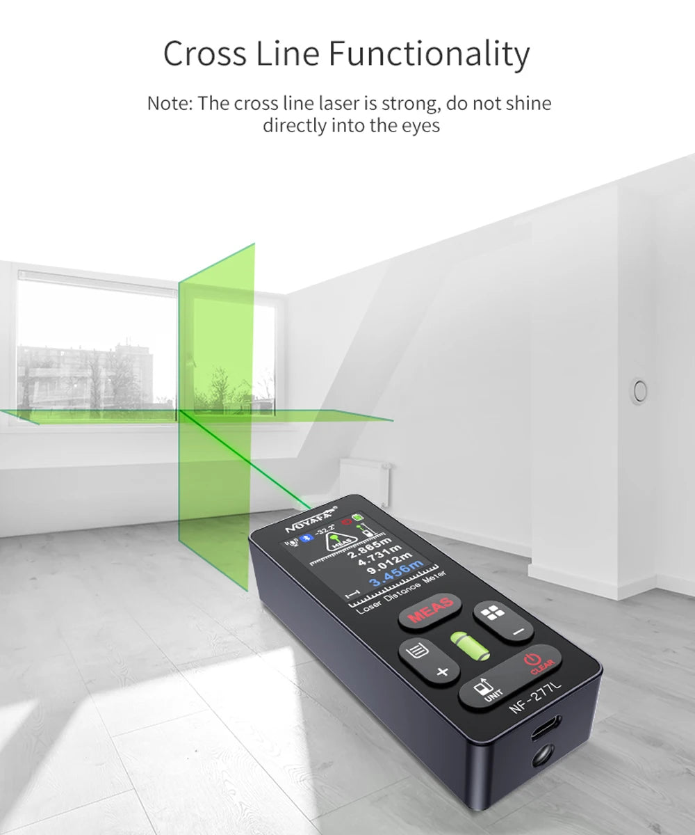 NOYAFA Green Light Laser Rangefinder High Accuracy Laser Distance Meter 60/100M Professional Laser Meter with Laser Crosshair