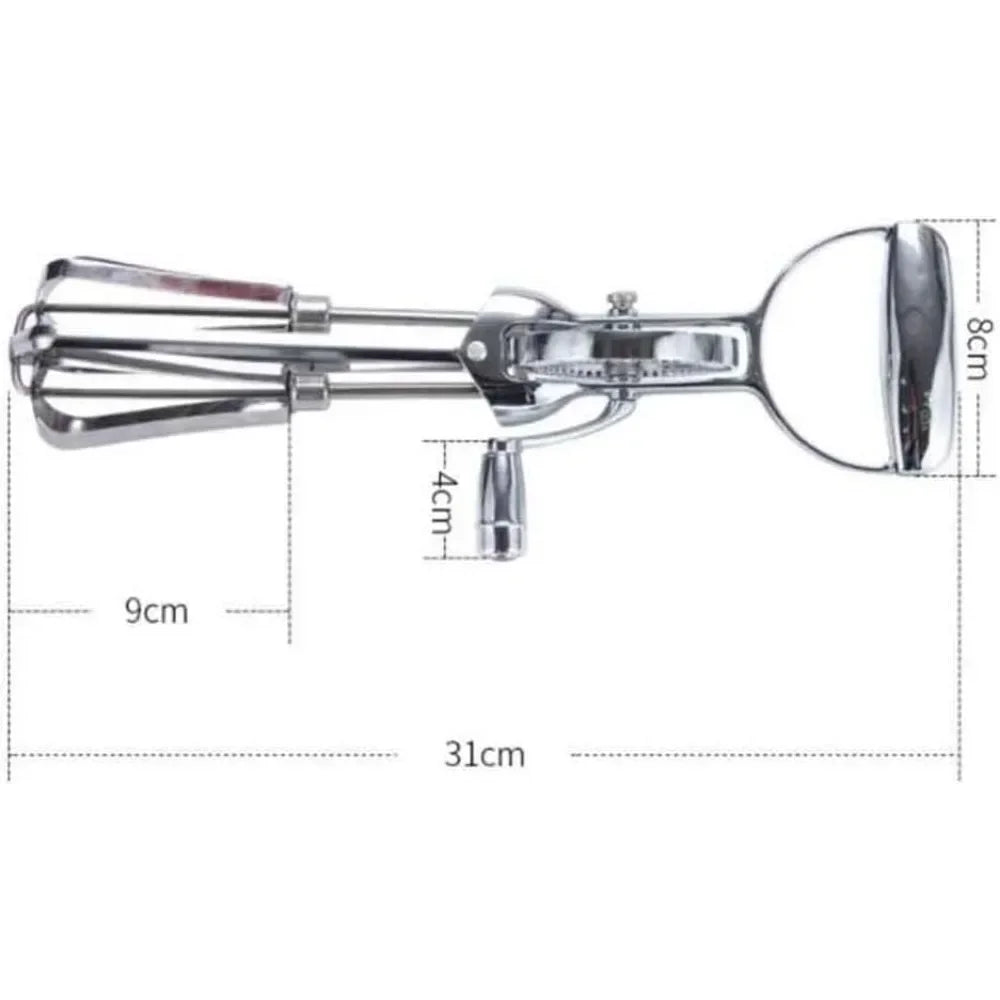 Manual Hand Crank Egg Beaters Double Heads Egg Whisk Multi-Purpose Time-Saving Food Blender Mixer Kitchen Tool Stainless Steel