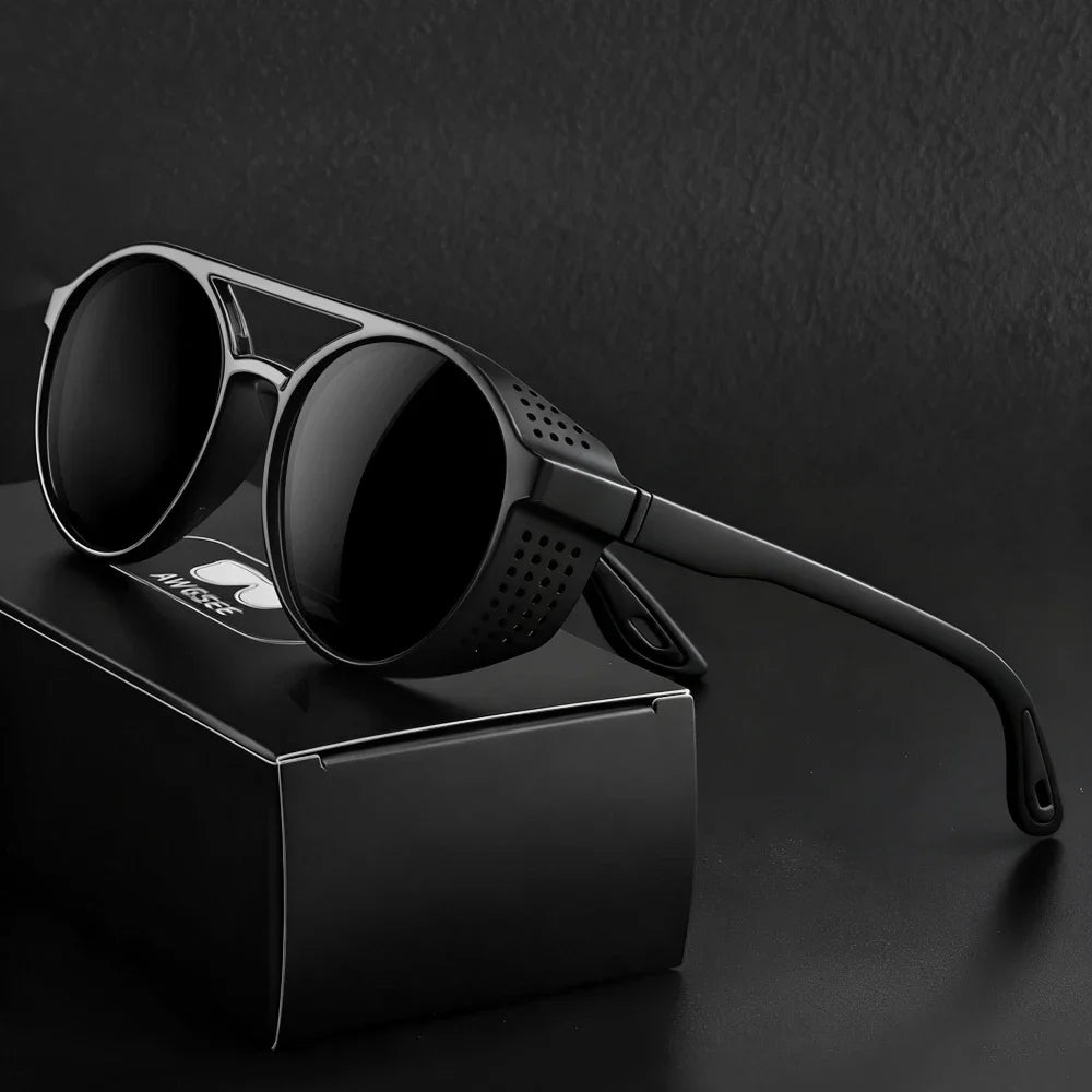 Round Polarized Sunglasses Steampunk Sun Glasses Sports Running Glasses for Fishing Driving for Men Women