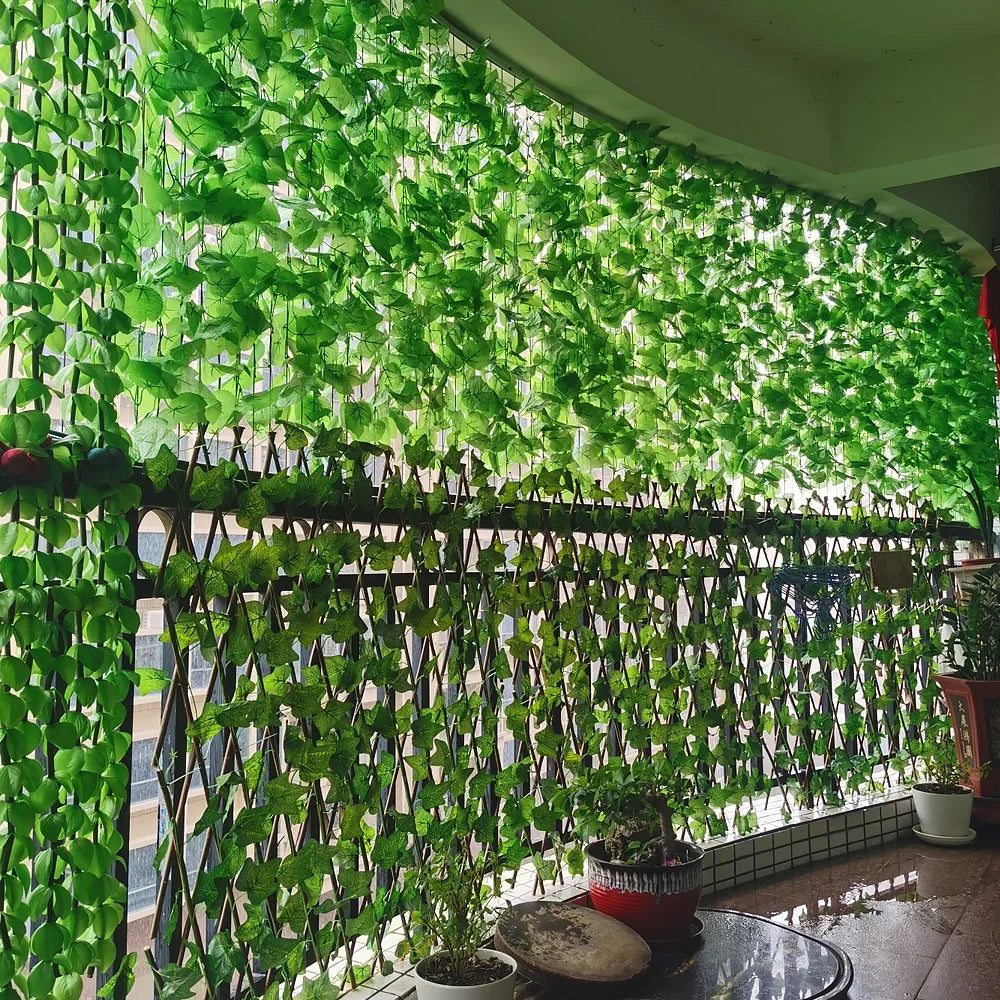 2/4/8/10M Artificial Ivy Leaves Garland Hanging Vines Fake Plants Outdoor Greenery Wall Decor Festival Garden Home Party Decor