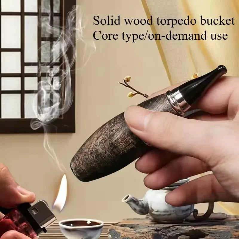9mm Lightweight Handheld Solid Wood Tobacco Pipe Portable Cigarette Holder Smoking Accessory
