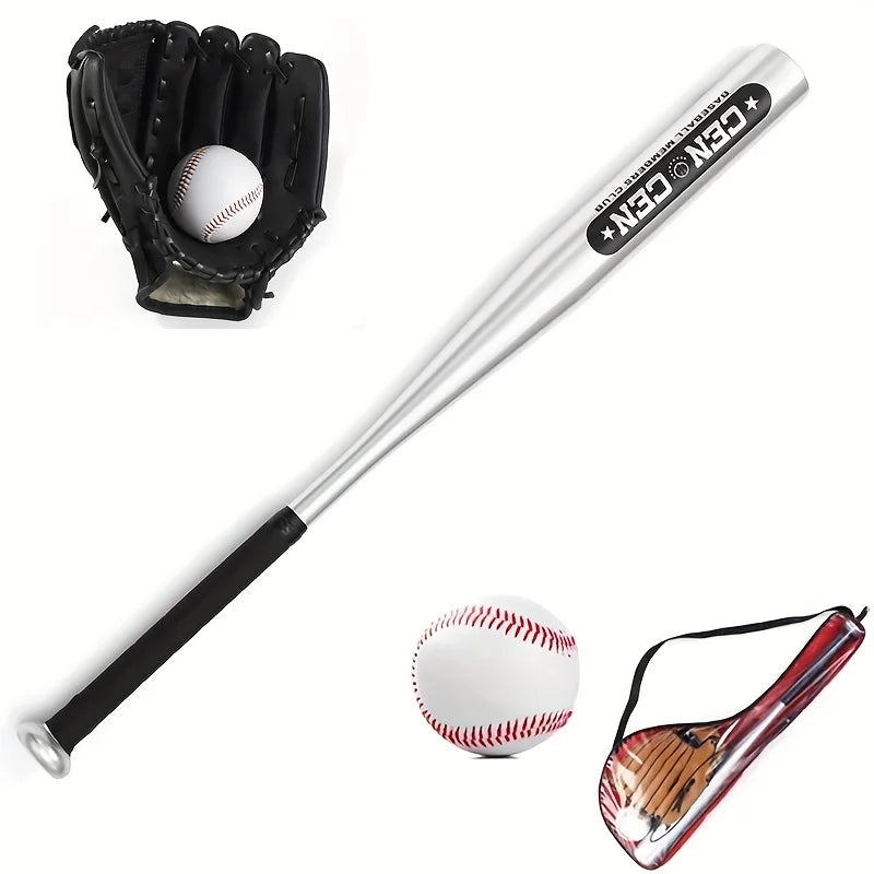 Baseball Balls Set 63.5cm Aluminum Alloy Baseball Bat PVC Baseball Glove Baseball Kit for Beginners Games and Batting Practice
