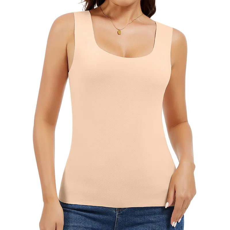 Women's Thermal Vest Double-Layer Thickened Tank Top Keep Warm Outer Wear Shirt Heating Inner Soft Bottoming Sleeveless Top