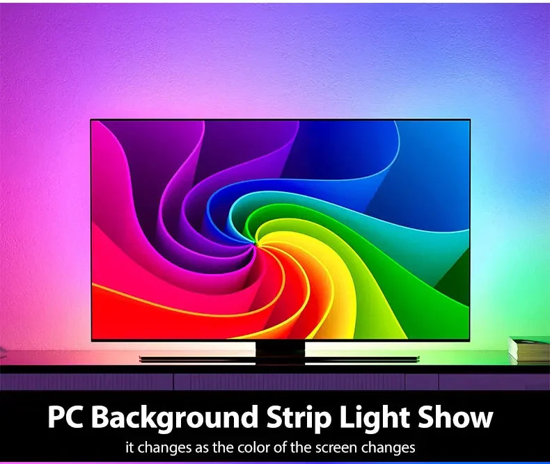 Immersive LED Strips TV PC Background Light RGBIC Dream Color Computer Screen Monitor Color Sync Smart Control Ambient Lamps