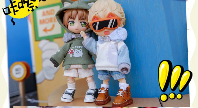 Ob11 Doll Clothes Cute Cat Coats Dolls Hoodies Sweatshirts With Cat Pattern For Obitsu11, Molly, Gsc Body, Ymy, 1/12bjd Doll