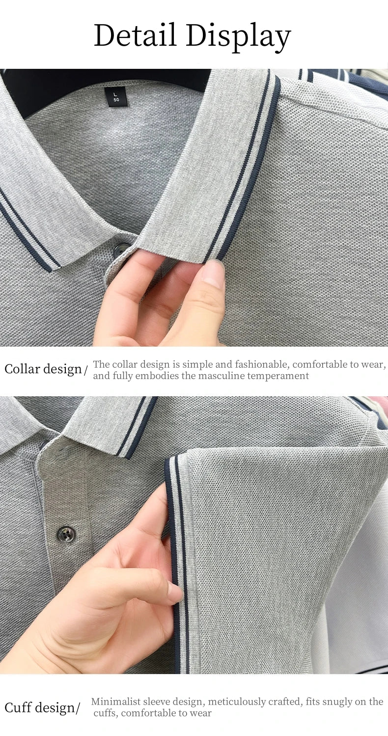 100% pure cotton men's highend brand customized new embroidered short sleeve polo shirt summer casual comfortable breathable top