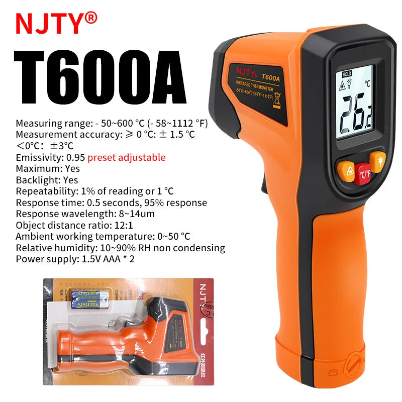 Non-contact Digital Infrared Thermometer Laser Temperature Meter Pyrometer Imager Hygrometer Termometro infrarojo Light Alarm