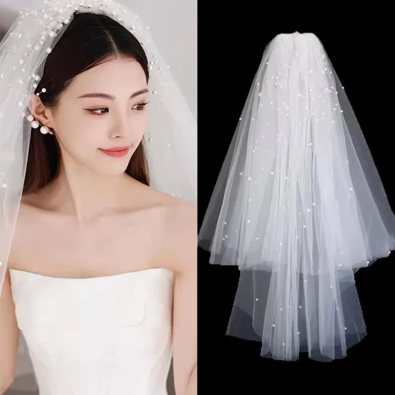 Wedding Veil Bridal Headwear Engagement Proposal Simple Elegant Soft Tulle Headpiece for Bride Ceremony Registration