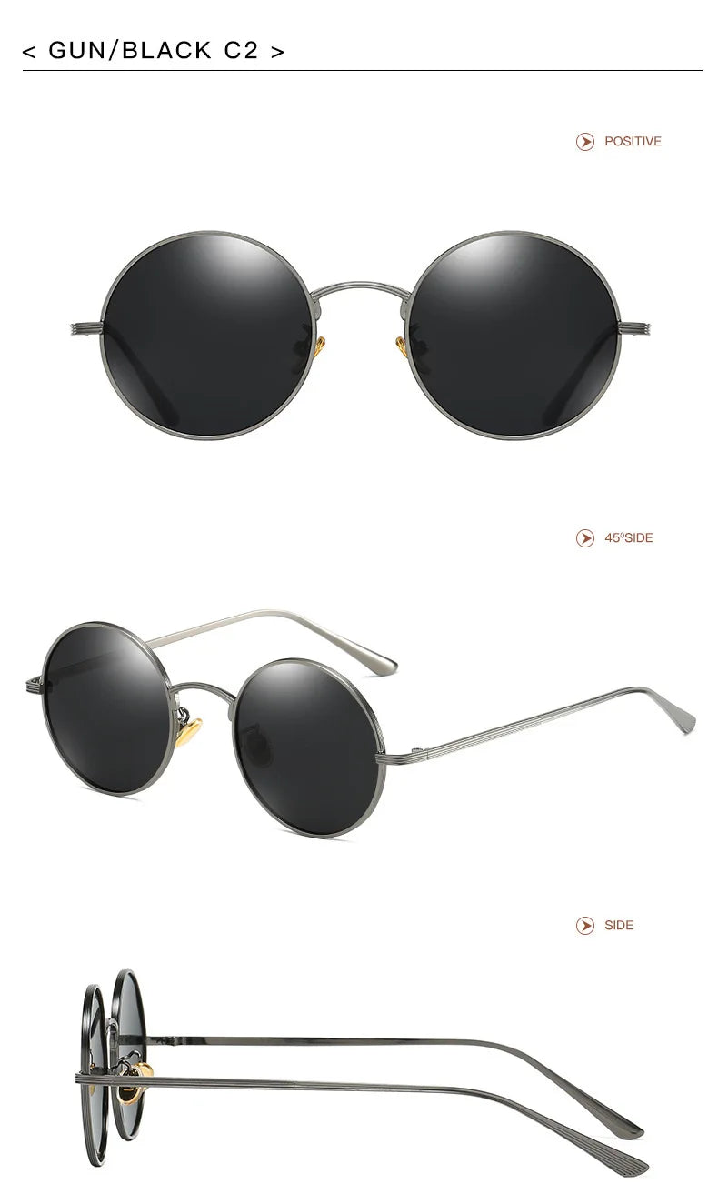 Men Polarized Sunglasses Retro Punk Style Metal Small Round Frame Sunblock Sun Glasses Drive Sports Outdoor Travel Eyewear T251
