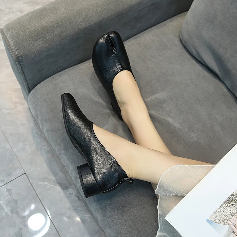 2026 Women 3cm Heel Tabi Shoes Soft Ballet Shoes Slip On Loafers Soft Moccasins Tabi Ninja Casual Shoes Mujer Ladies Shoes