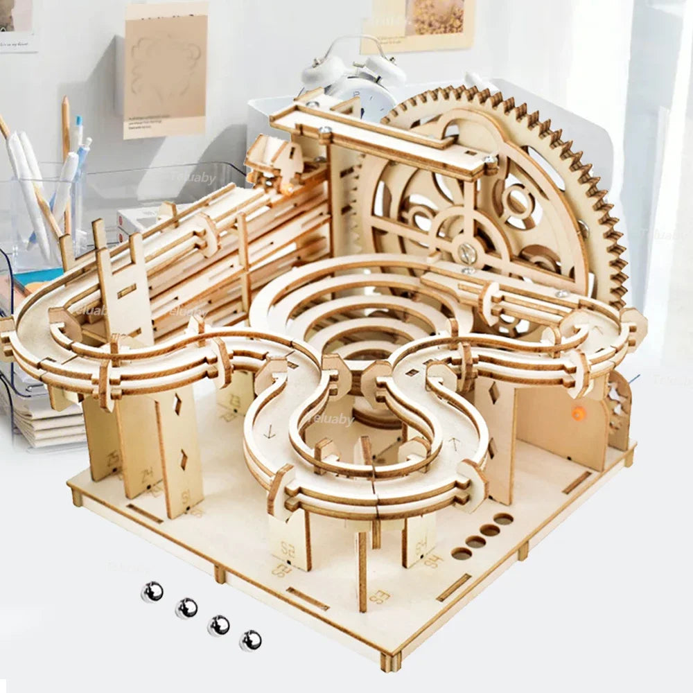 3D Wooden Puzzle DIY Marble Run Building Model Kit STEM Educational Construction Toys for Kids Adults Teens Boys Girls Gifts