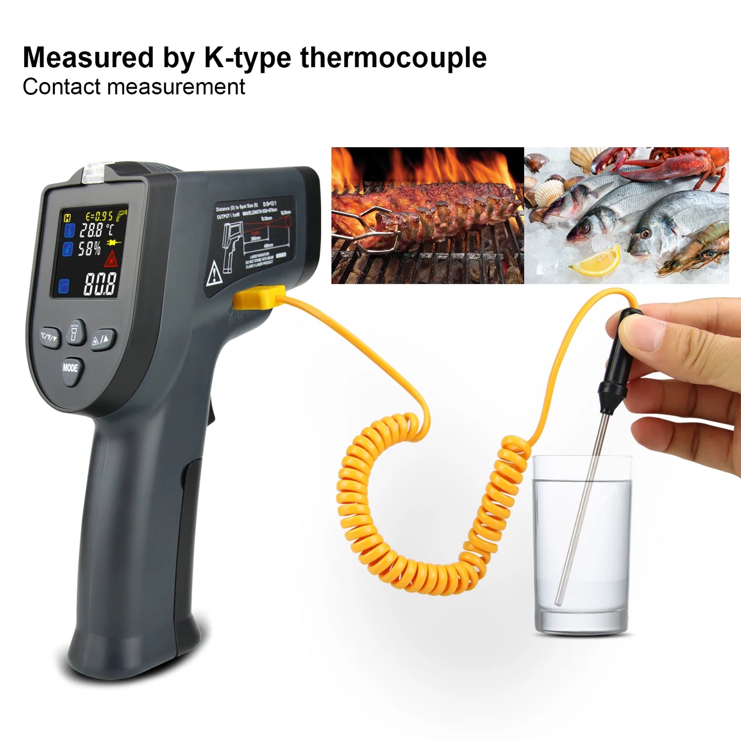 LCD Industrial Electronic Thermometer NonContact Digital Laser Temperature Meter Gun Laser Point Infrared Thermometer
