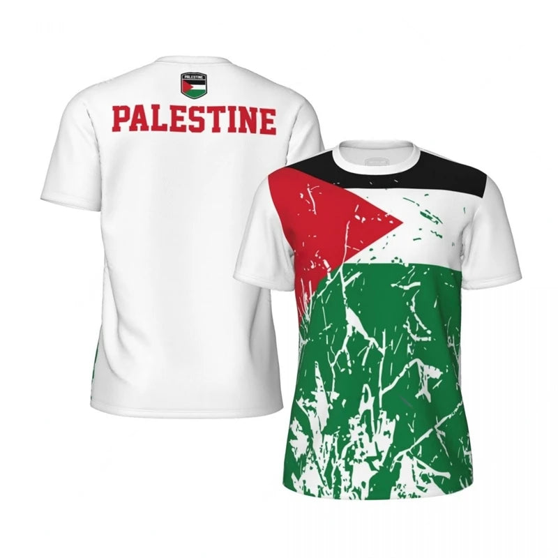 Palestine Flag Football T Shirts For Men Fashion Summer National Emblem 3D Printed Jersey Casual Quick Dry Breathable Tees Tops