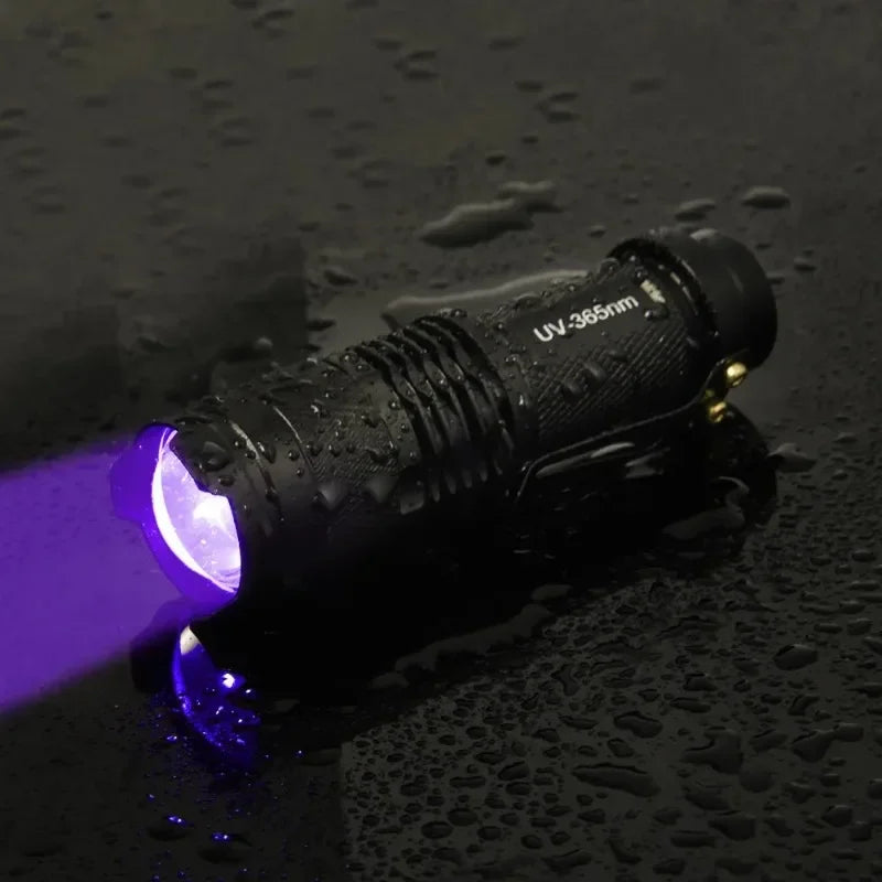 Portable LED UV Flashlight Ultra Violet Torch Zoomable 395/365nm Waterproof Inspection Lamp Pet Urine Stain Detector Lamp Tools