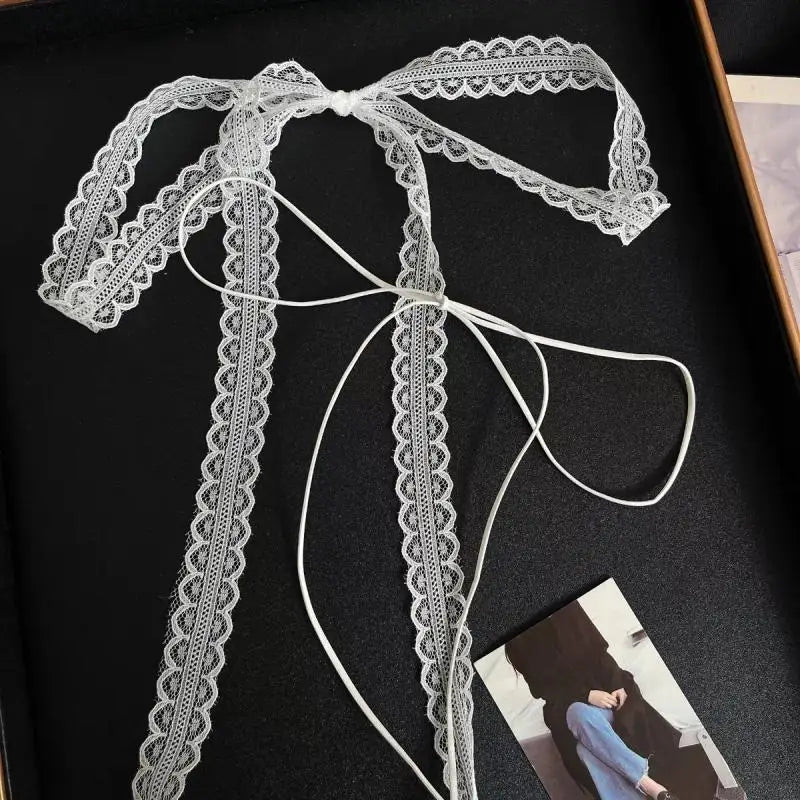 Elegant Long Rope Chain With Lace Ribbon Choker Necklace For Women Trendy Charms Ladies New Fashion Jewelry On Neck Decoration