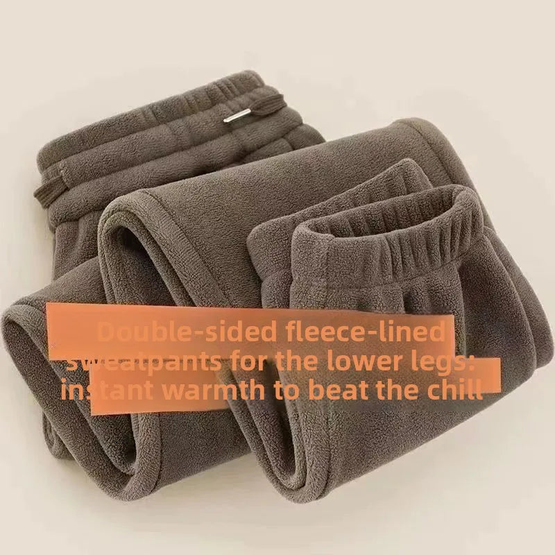 Double-Sided Fleece Men's Casual Thickened Loose Winter Sweatpants Warm Sporty Loose Fit Youthful Style  Color Long Trou...
