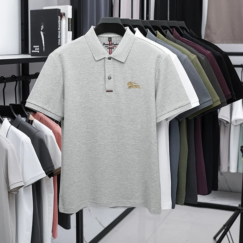 100% Pure Cotton Men's New Polo T-shirt Comfortable Breathable Cool Business Leisure Multi-scene Short Sleeve High-end Embroider
