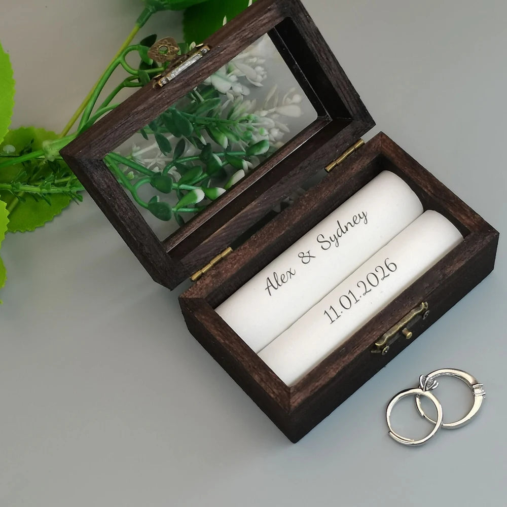 Personalized Wedding Ring Box Custom Wedding Ceremony Ring Box Custom Name Ring Box
