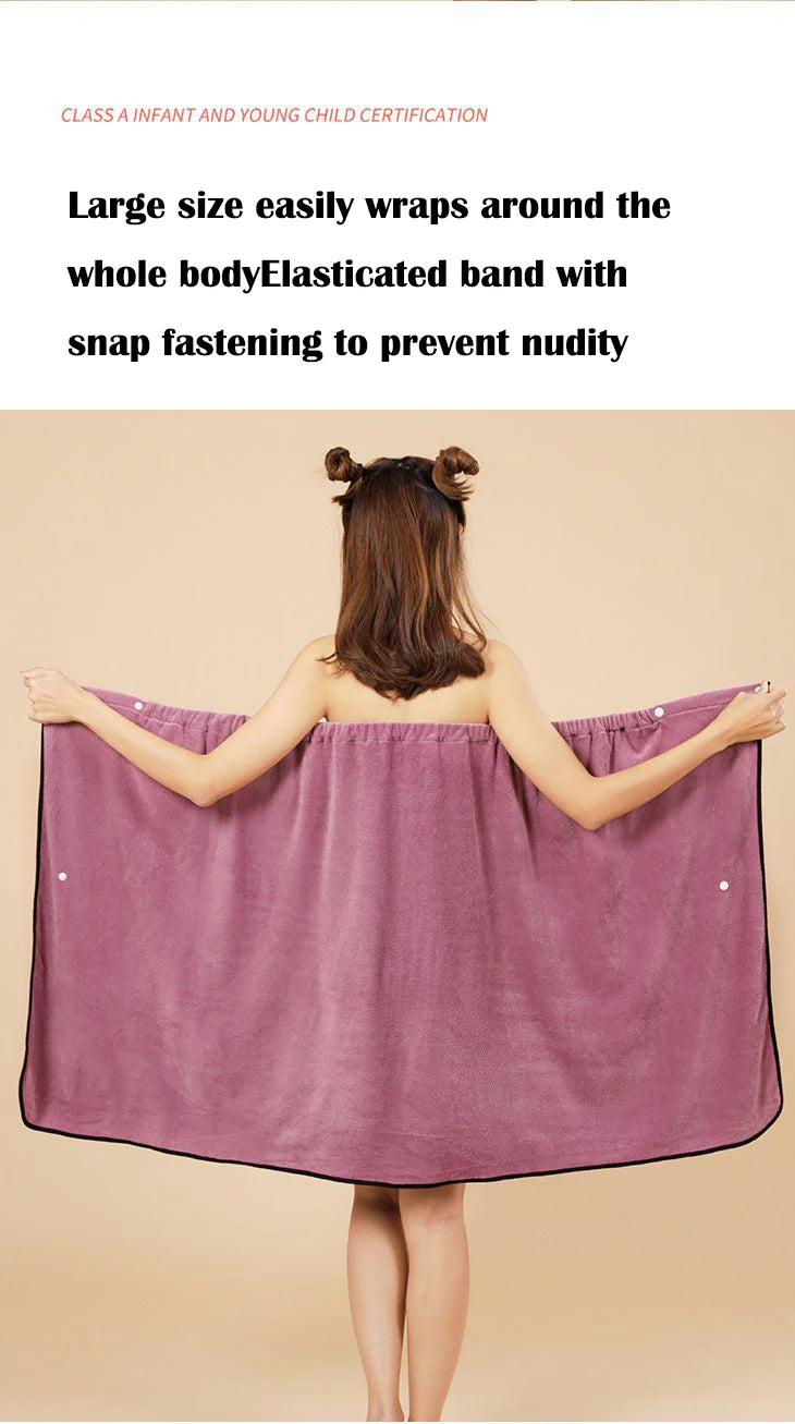 Cotton Bath Towel Wrap Bathrobe Thickened Soft Absorbent Quick Dry Velvet Wearable Plus Towel Hotel Bathing Sleepwear