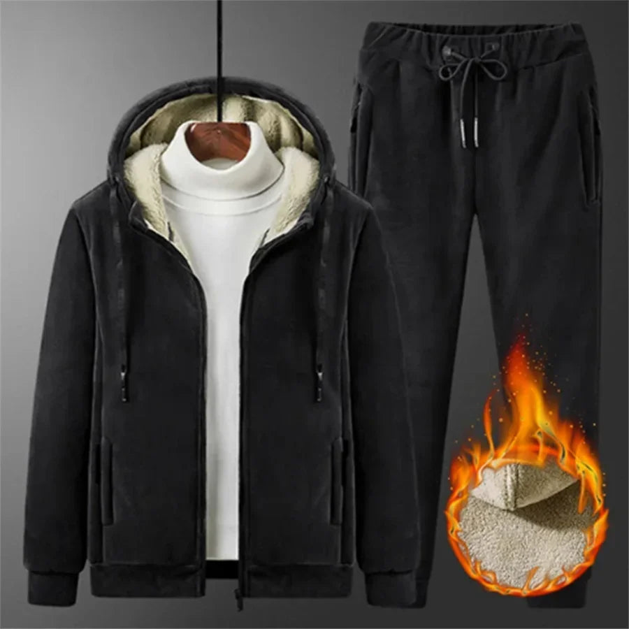 Winter Lambwool Tracksuit Piece Sets Warm Thicken Fleece Joggers Pants Outfits Casual Womens Plush Hooded Sweatshirts Conjuntos