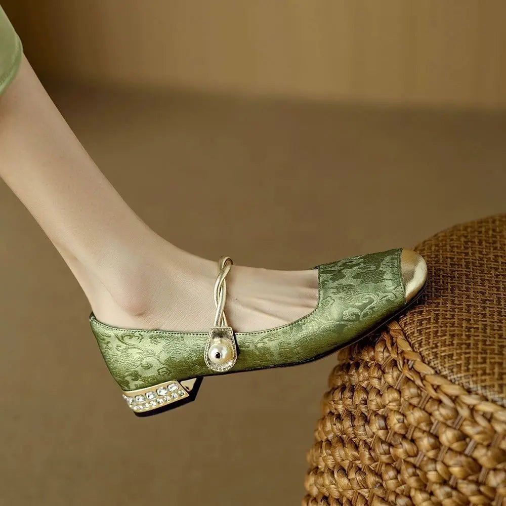 Shoes for Woman Flats Formal Women's Summer Footwear Low Heel Elegant Moccasins Flat Pointed Toe Non Slip on Promotion E 39