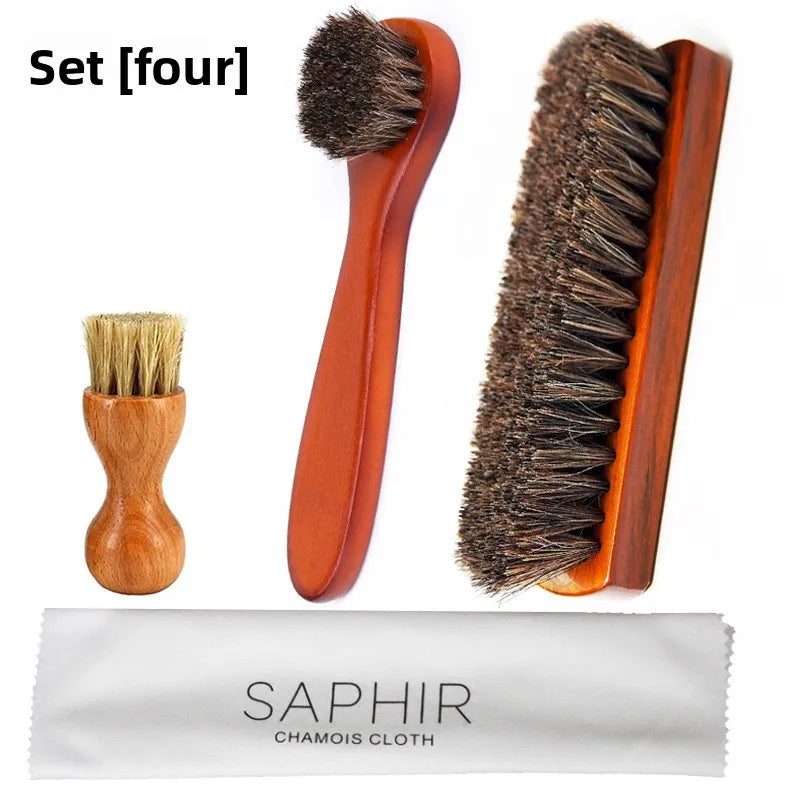 Horsehair Suede Polishing Brush Shoe Care Kit High Gloss Auto Seat Cleaner