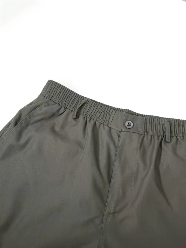 Men's Casual Fashion Pants 100% Polyester Fiber Long Trousers Comfortable Loose Fit Basic Solid Color for Daily Wear