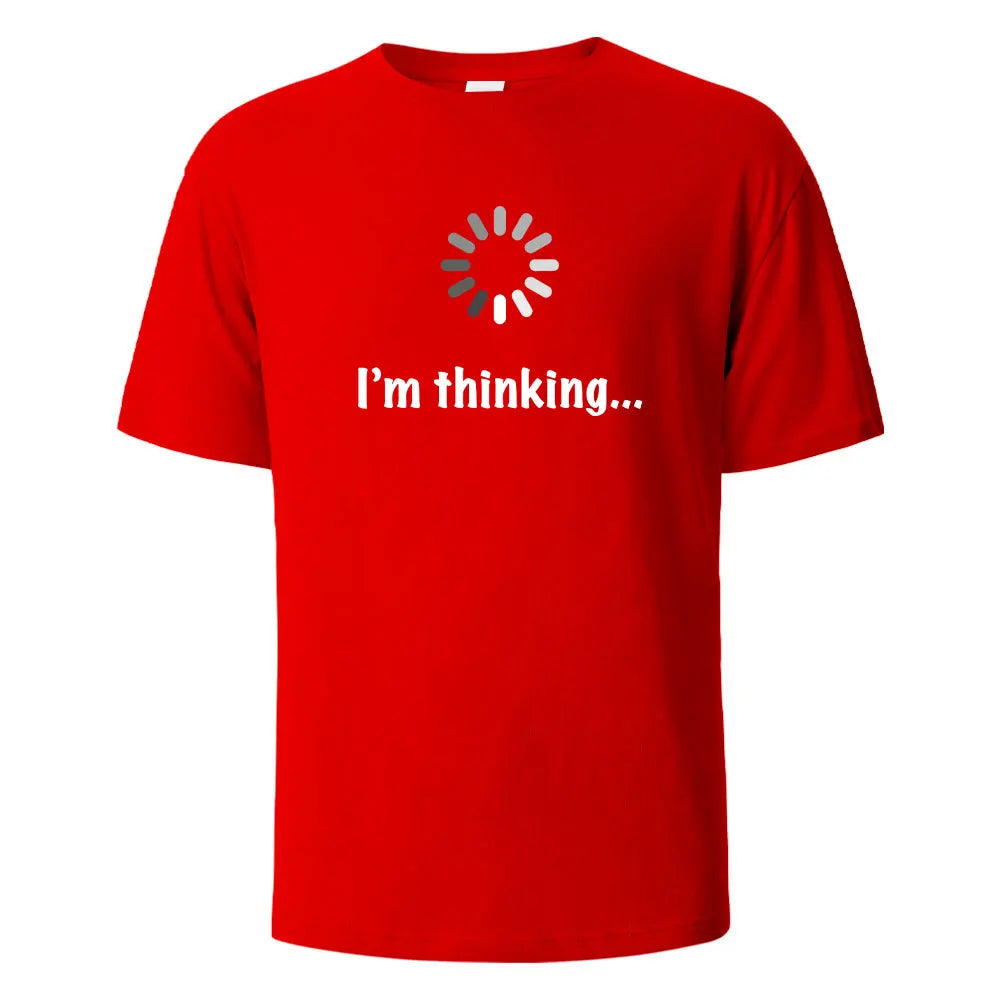 I'm Thinking printed T-shirt for men 100% cotton casual short-sleeved top high-quality summer T-shirt