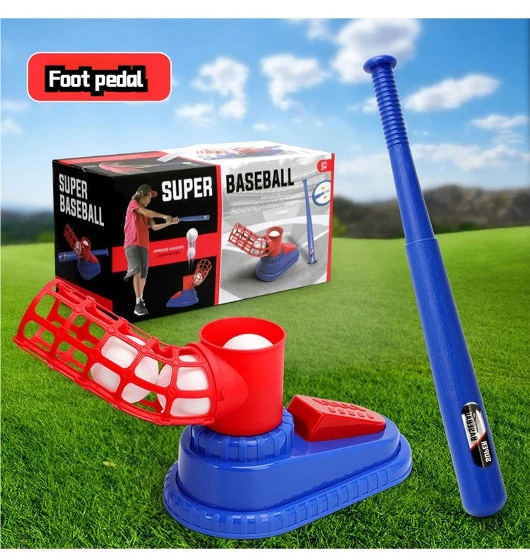 Hot-Selling Baseball Launcher Toy, 2-in-1 Foot-Operated/Manual Press Ball Pitching Machine, Interactive Baseball Training Game for Young Children, Outdoor Sports Toy, Indoor and Outdoor Interactive Sports Game for Kids, Kinde