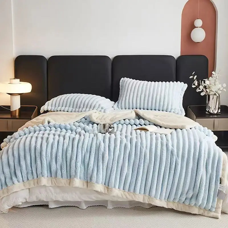 1pc Weighted Fleece Blanket -Soft, Warm, Throw for Bedroom, Living Room, Student Dormitory, Car, Sofa,8lbs With Sherpa