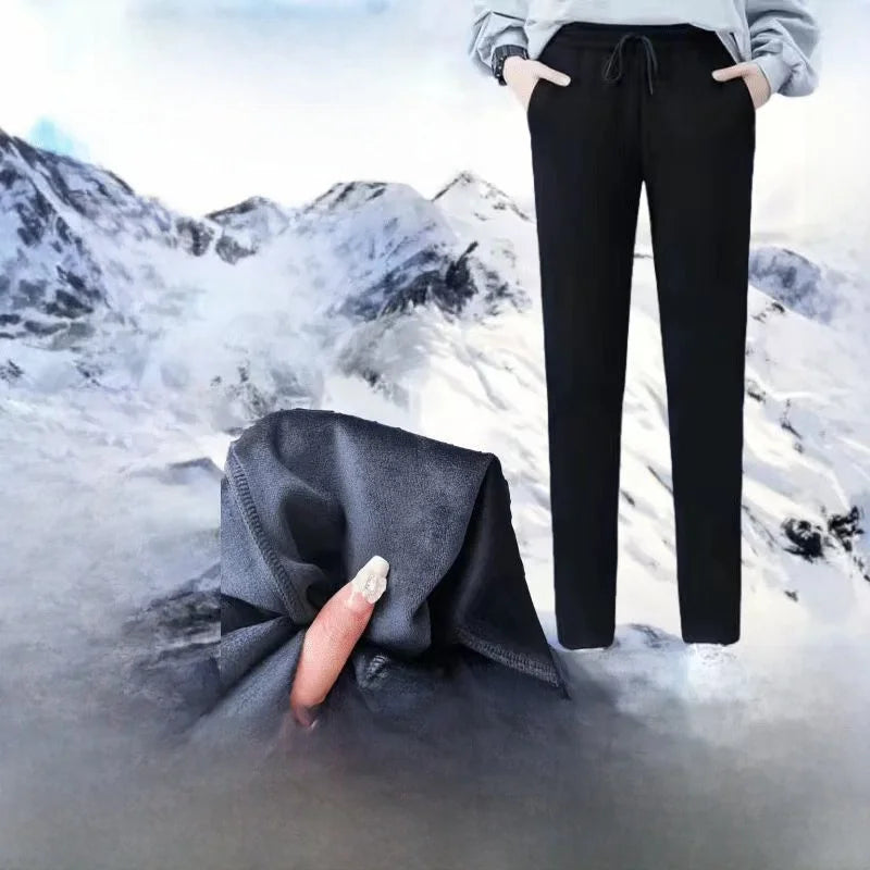 Men's Outdoor Casual Pants Thickened Fleece Lined Loose Fit Windproof Waterproof Winter Warm Cotton Trousers Straight Leg Jeans