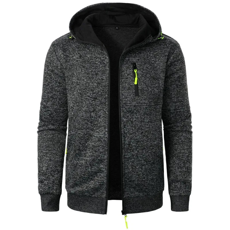 New Streetwear Men's Long Sleeve Sweatshirts for Men Zipper Hooded Oversize Winter Warm Jacket Coat Outdoor Tracksuit Men
