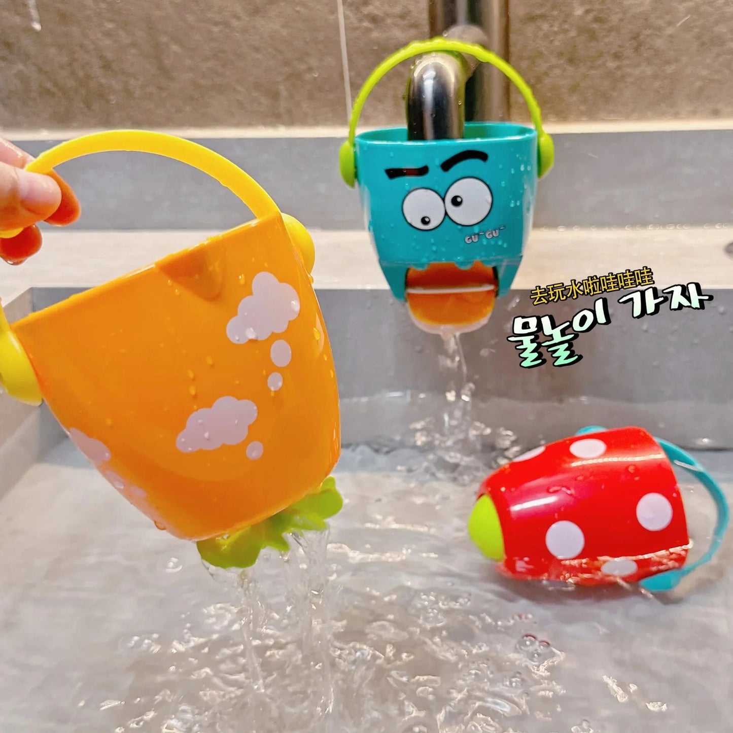 Baby Shower Bath Toys Leaky Bucket Water Cups Sprinkling Play for Toddler Bathtub Beach Mini Bathroom Gifts pool toys baby bath