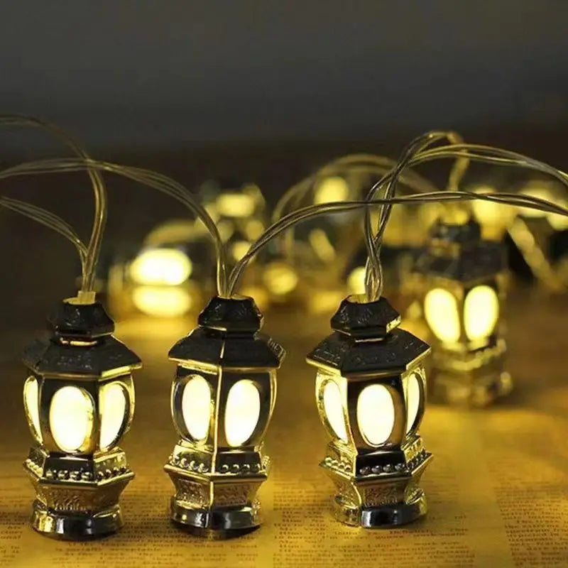 Solar Powered Lantern String Light 20 LEDS Eid Ramadan Decorative Lamp Outdoor/Indoor Waterproof for Islamic Home Garden Decor