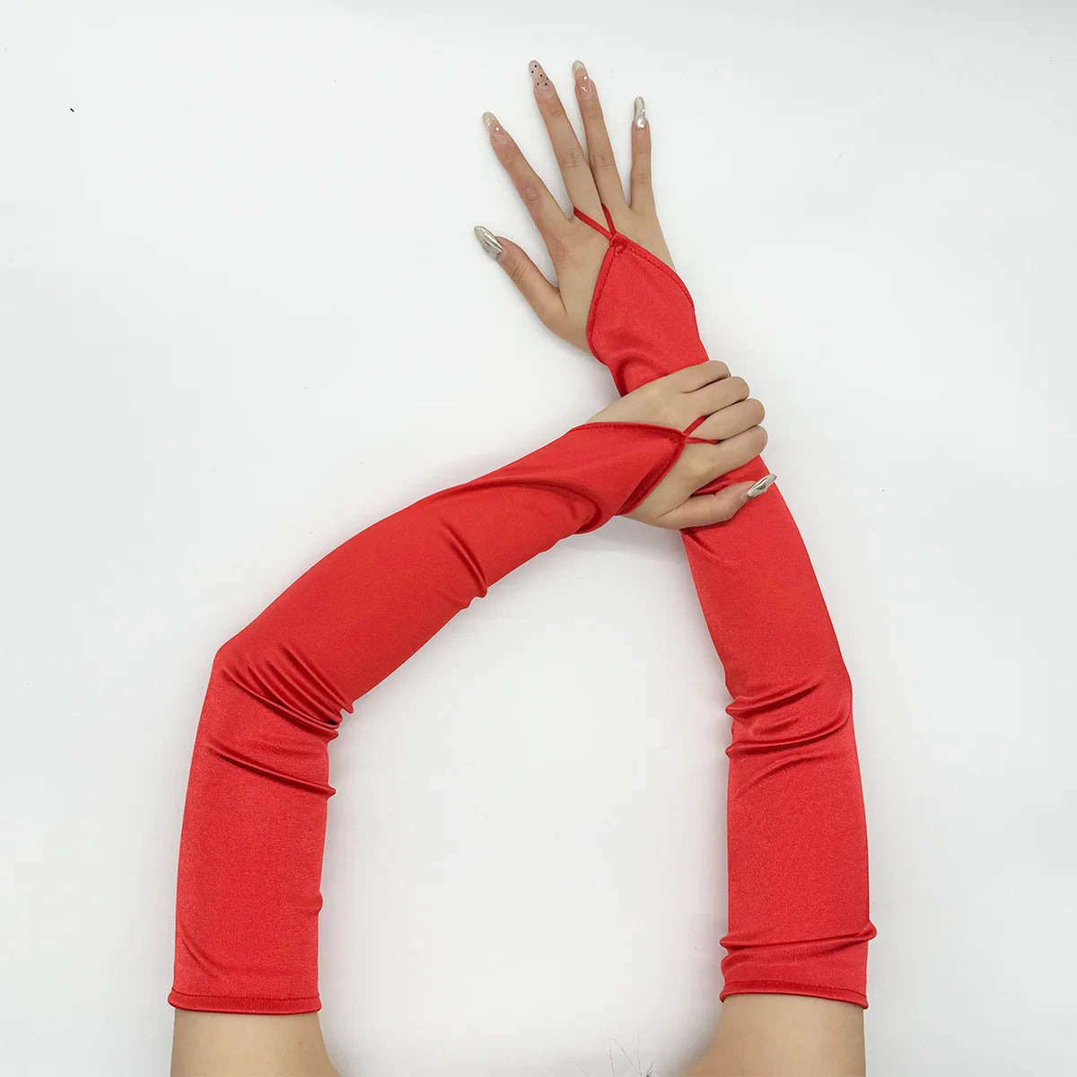 Ladies' Gloves, Long Hook-Finger Tinted Gloves, Ball Gloves, Bride's Wedding Dress Gloves, Sun-Protective Fashion Gloves C101