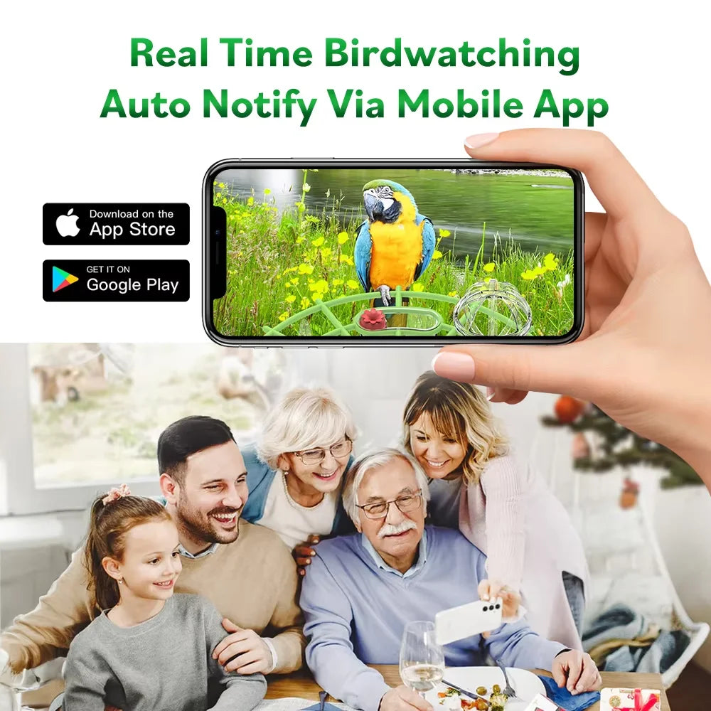 5MP Solar Bird Feeder Camera WiFi Wireless HD Night Vision with Solar Panel Rechargeable Battery Instant Alerts for Birdwatching