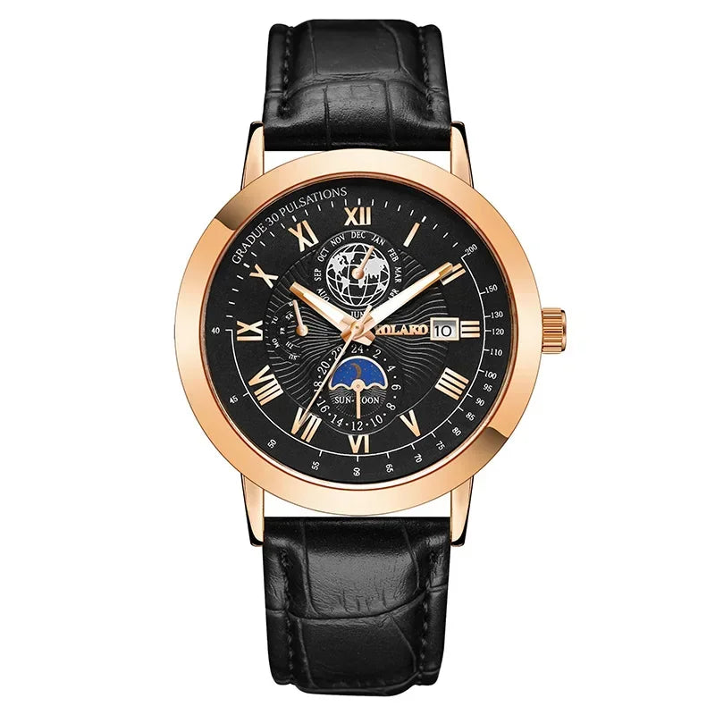 Men watches Wholesale Earth Date Wristwatches Leather Strap Quartz Watches for Men cheap men watch