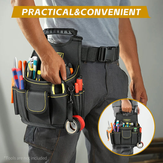 Electrician Tool Pouch, Designed for Professional Electricians and Maintenance Repair Technicians,Black