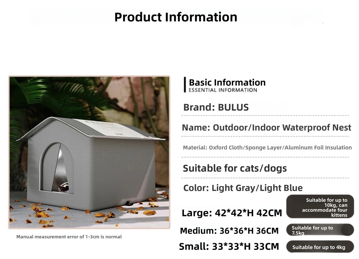 Outdoor Waterproof  Dog Shelter Winter Cold Proof Rain Sun Protection Warm All Season Universal Outdoor  House