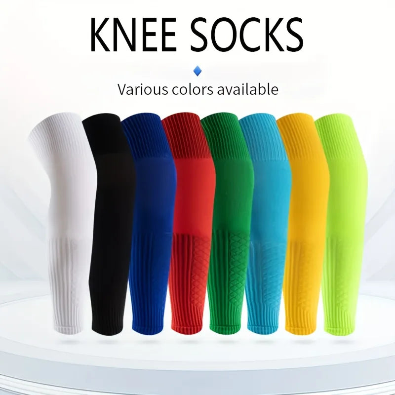 Football protective socks over knees, men's basketball pressure leg covers, knitted breathable, non-foot pressure fixed socks