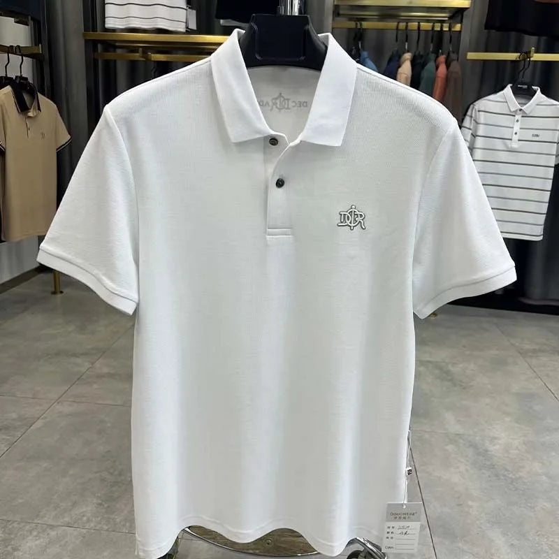 100% pure cotton men's short sleeved polo shirt summer fashion casual top comfortable and breathable high-quality lapel T-shirt