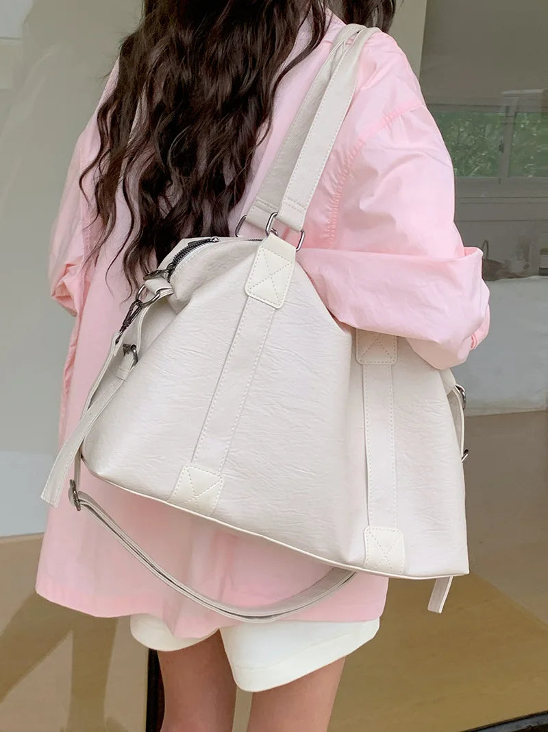 Fashion Tote Bag Leather Women Bag Simplicity Handbag Solid Vintage Shoulder Messenger Bag for Ladies