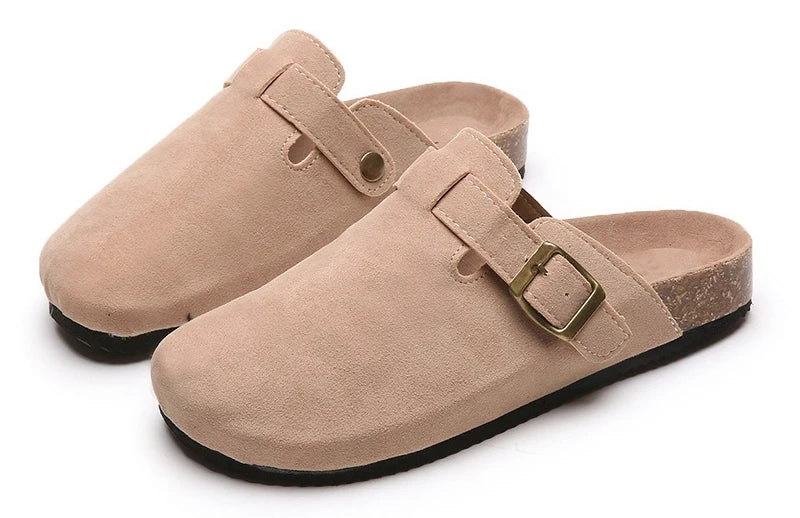 Cork Footbed Slippers For Women Men Fashion Clogs Leather Mules Female Home Street Shoes With Arch Support Indoor Outdoor Slides