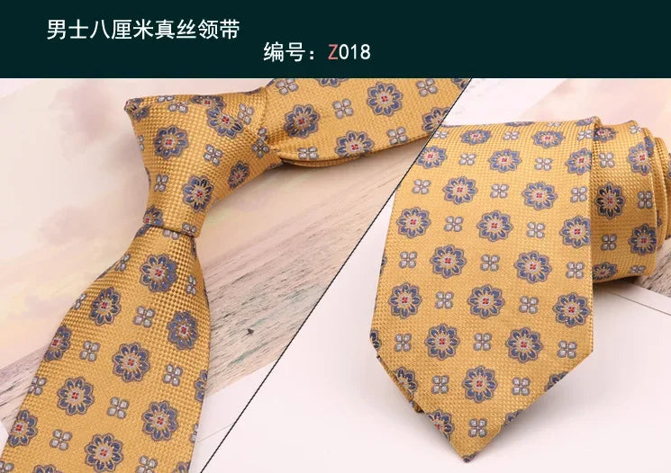 8cm Adult Silk Neckties for Mens Suits Wedding Neck Ties Retro Striped Corbatas Gravata Neckwear Gentleman Gravatas Tie