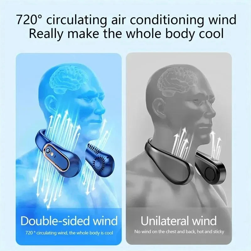 Hanging Neck Fan Digital Display Power Ventilador Bladeless Neckband Fan Portable Mini Air Cooler USB Rechargeable Electric Fans