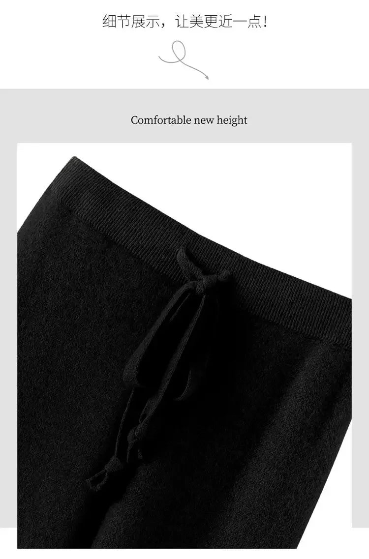 Soft Knitted Pants Women's Autumn/Winter Outerwear Hanging Knitted Wide Leg Pant White Floor Pants Straight Leg Pants