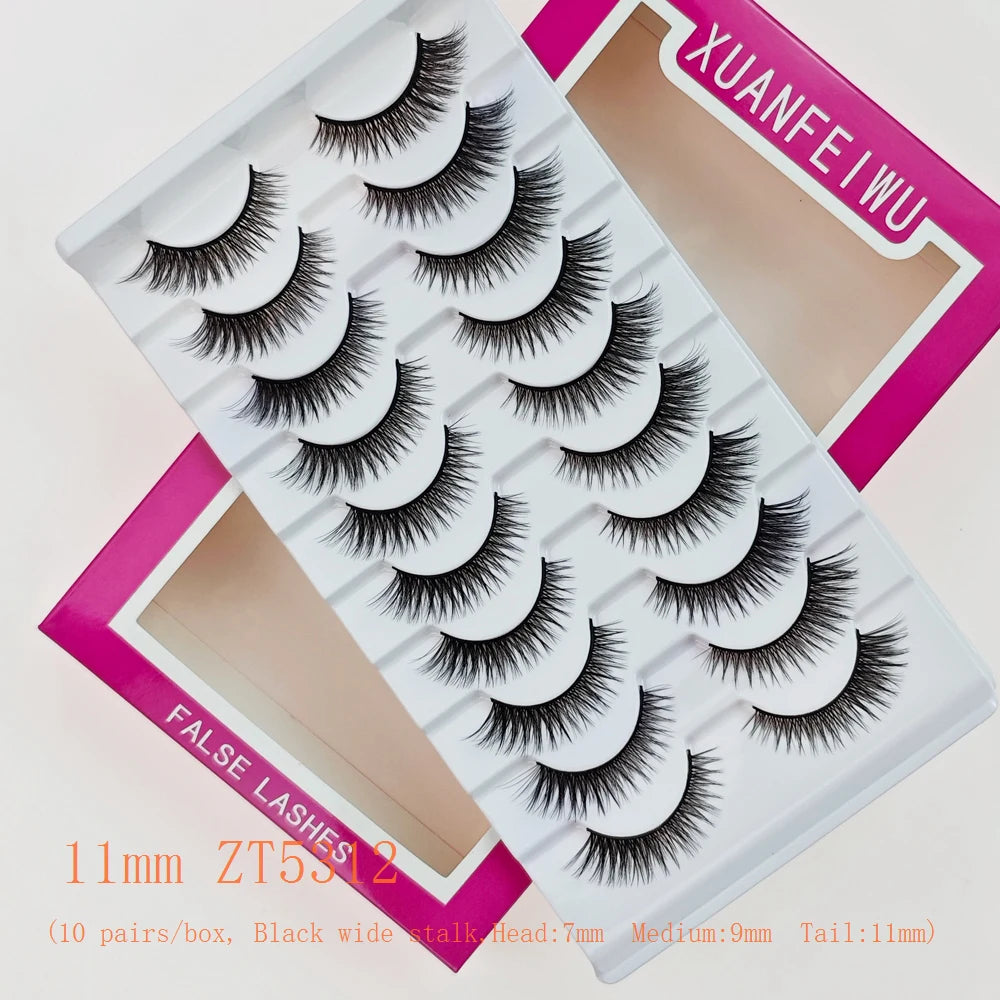 Xuanfeiwu Natural Short Style No-Makeup Look Sparse Full-Strip Ultra-Natural Realistic One-Piece Natural-Looking False Eyelashes DIY Self-Application Beginner Light Makeup Eyelashes