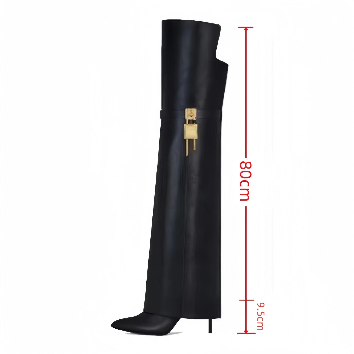 European and American women's fashionable large round toe over knee boots, slim high heels, shark button pants, long boots