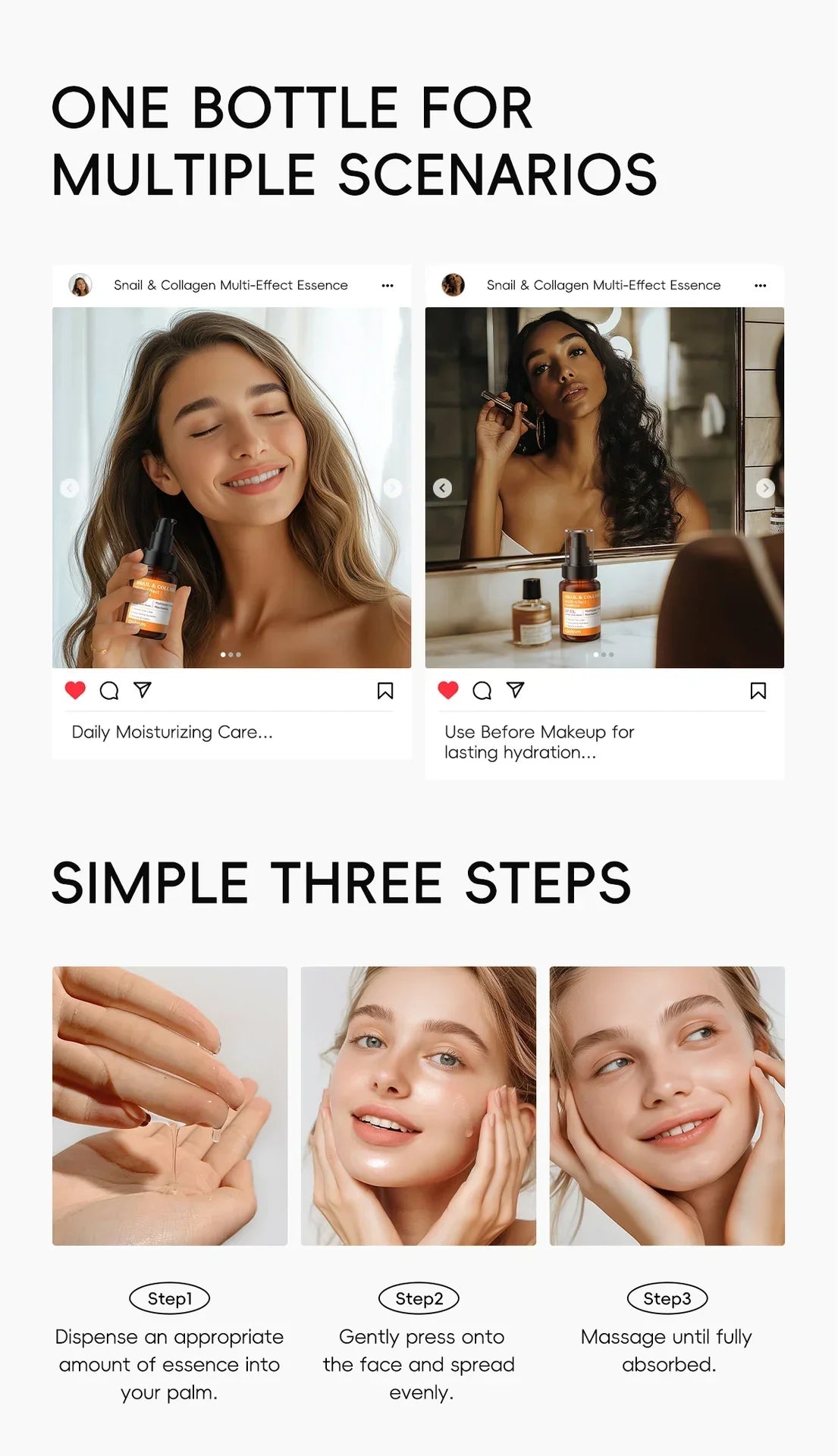 Quiyum 3 Step Set 97.5% Snail Mucin Collagen Hydrating Glowing Skin Korean Skincare